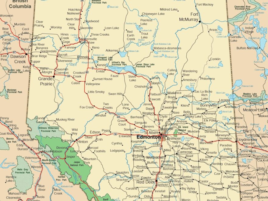 Alberta Road Map Ontheworldmap