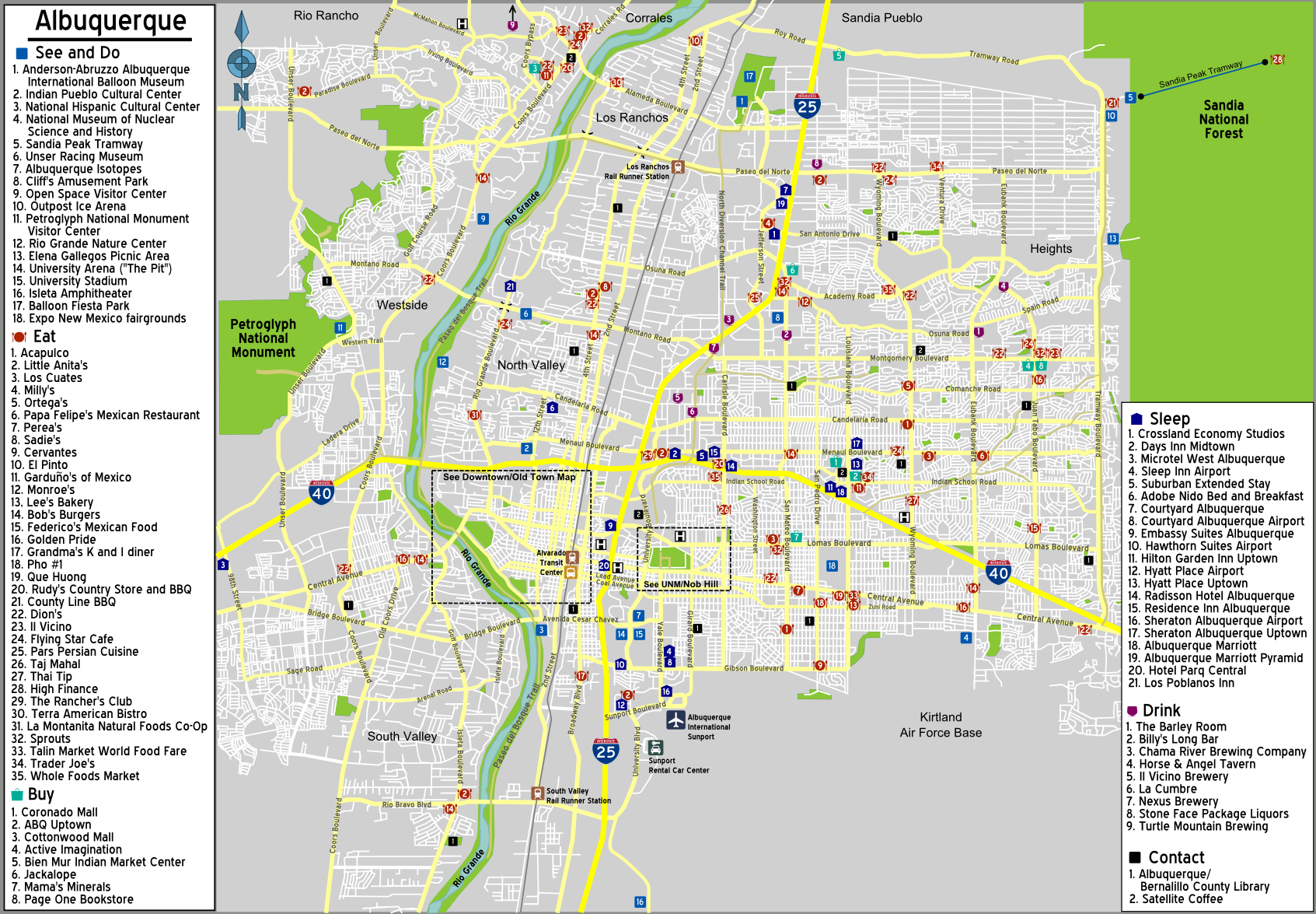 Printable Map Of Albuquerque Printable Map Of Albuquerque