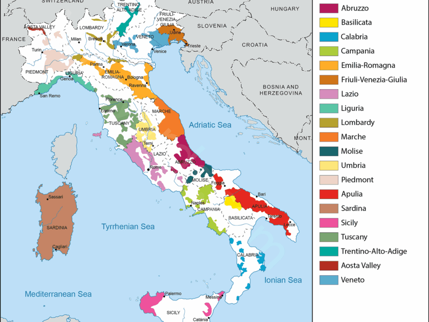 Italy Map Of Vineyards Wine Regions