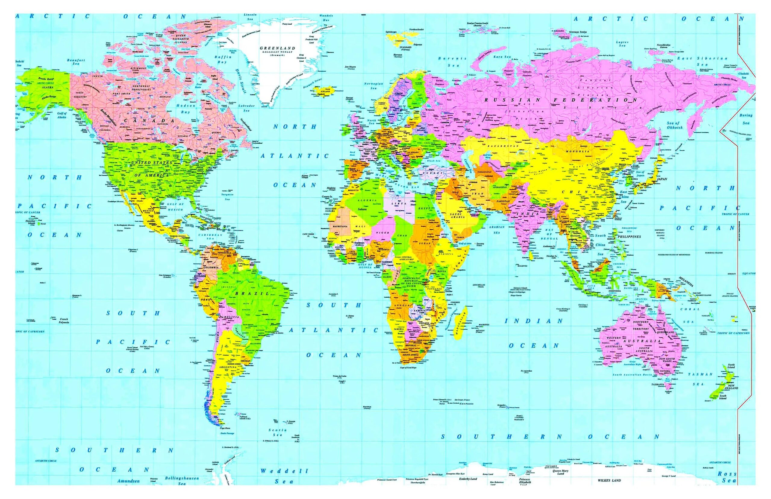 World Political Map Printable A4 Sheet