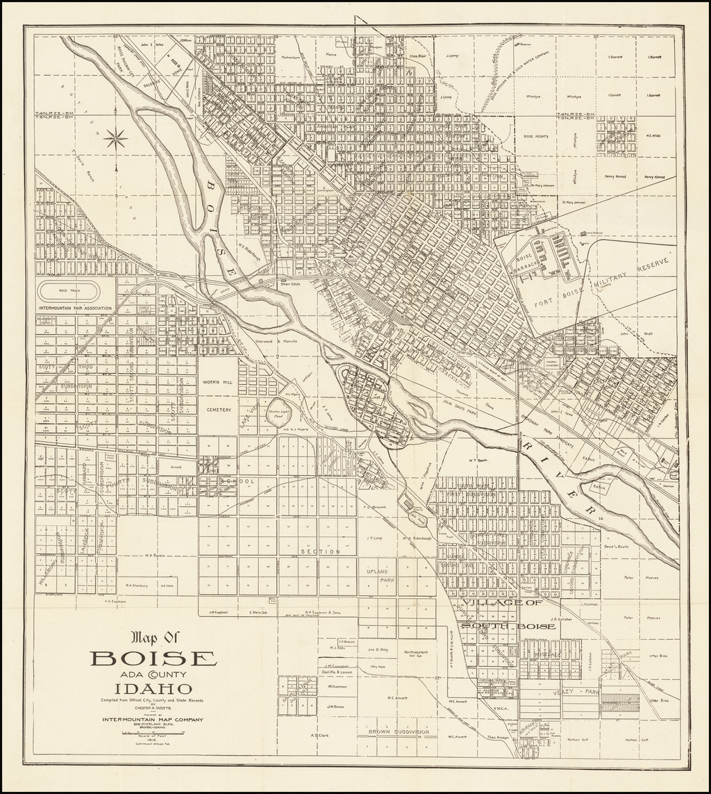 Map Of Boise Ada County Idaho Compiled From Official City County And State Records By Chester A Werts 1912 Barry Lawrence Ruderman Antique Maps Inc Map Of Boise Ada County Idaho Compiled From Official City County And State Records By Chester A Werts 1912 Barry Lawrence Ruderman Antique Maps Inc