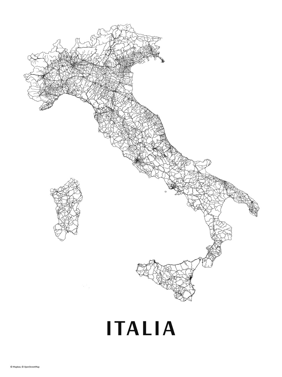 Map Of Italy Black White Maps Of All Cities And Countries For Your Wall Abposters Map Of Italy Black White Maps Of All Cities And Countries For Your Wall Abposters