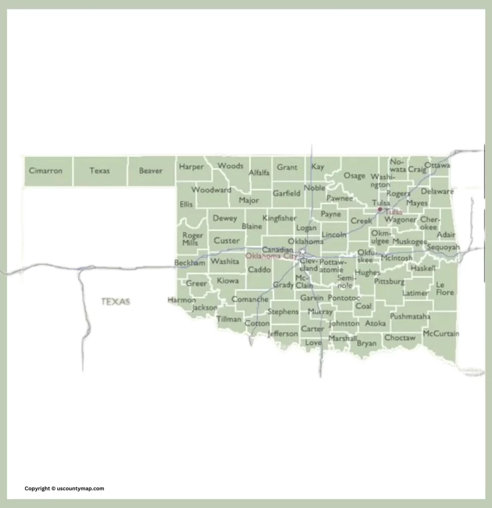 Western Oklahoma Map Printable Western Oklahoma Map Printable