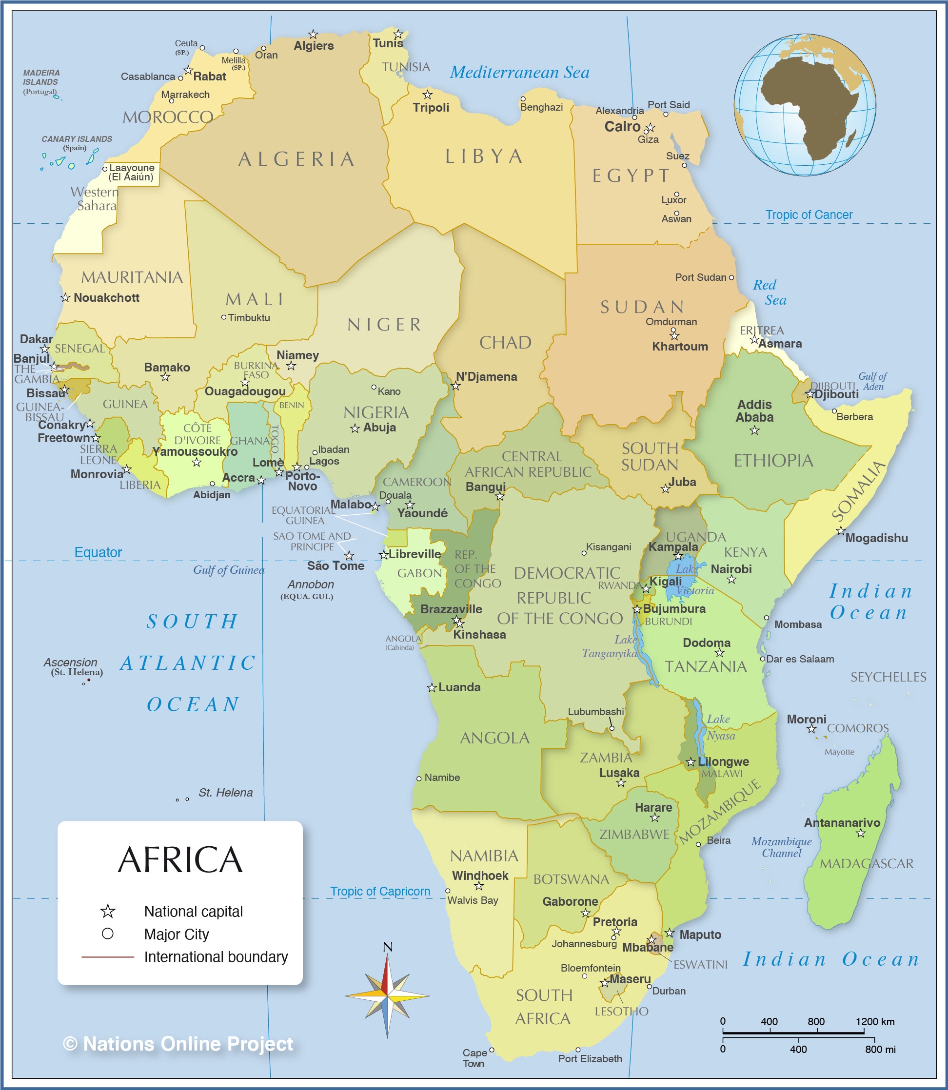 Printable Map Of Africa With Countries Printable Map Of Africa With Countries