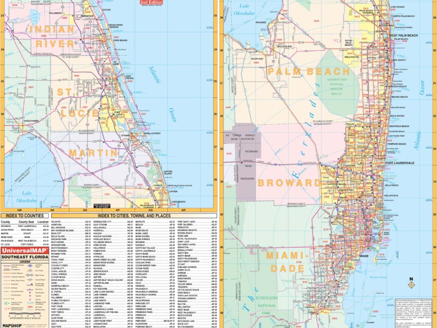 Southeast Florida Regional Wall Map By Kappa The Map Shop