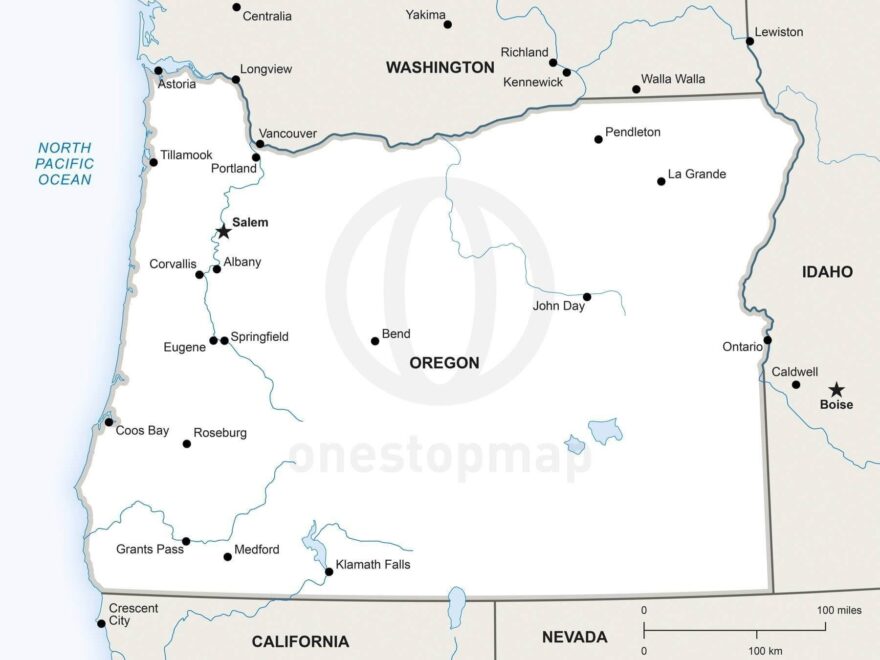 Vector Map Of Oregon Political One Stop Map