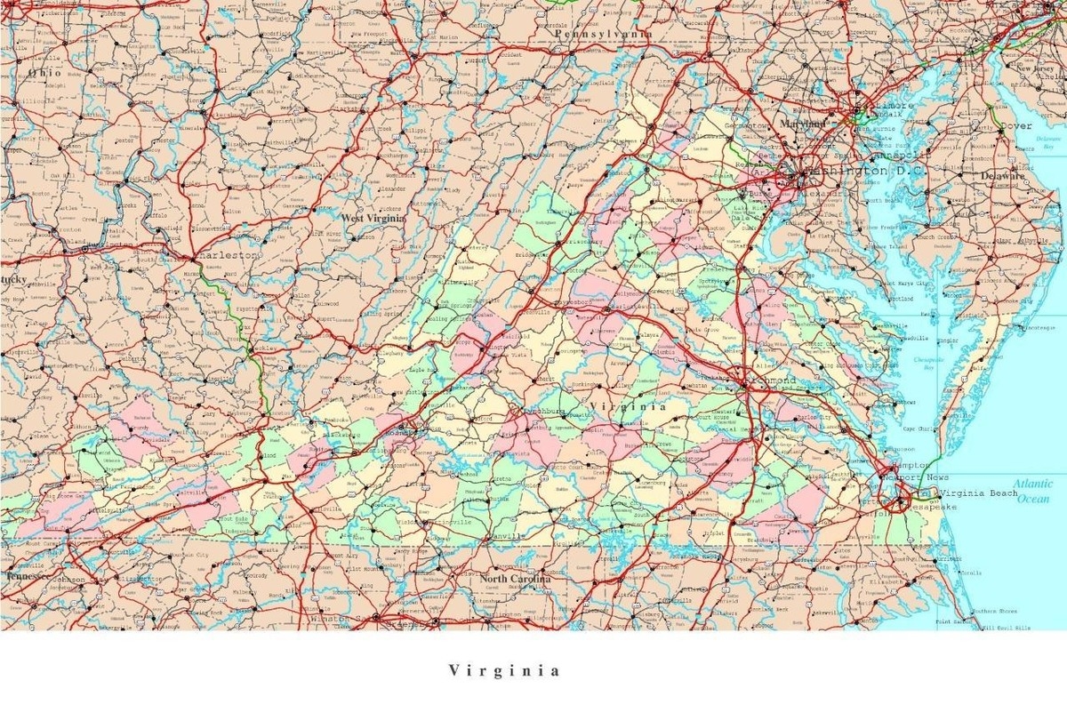 VIRGINIA STATE ROAD MAP GLOSSY POSTER PICTURE PHOTO PRINT City Political 3441 EBay VIRGINIA STATE ROAD MAP GLOSSY POSTER PICTURE PHOTO PRINT City Political 3441 EBay