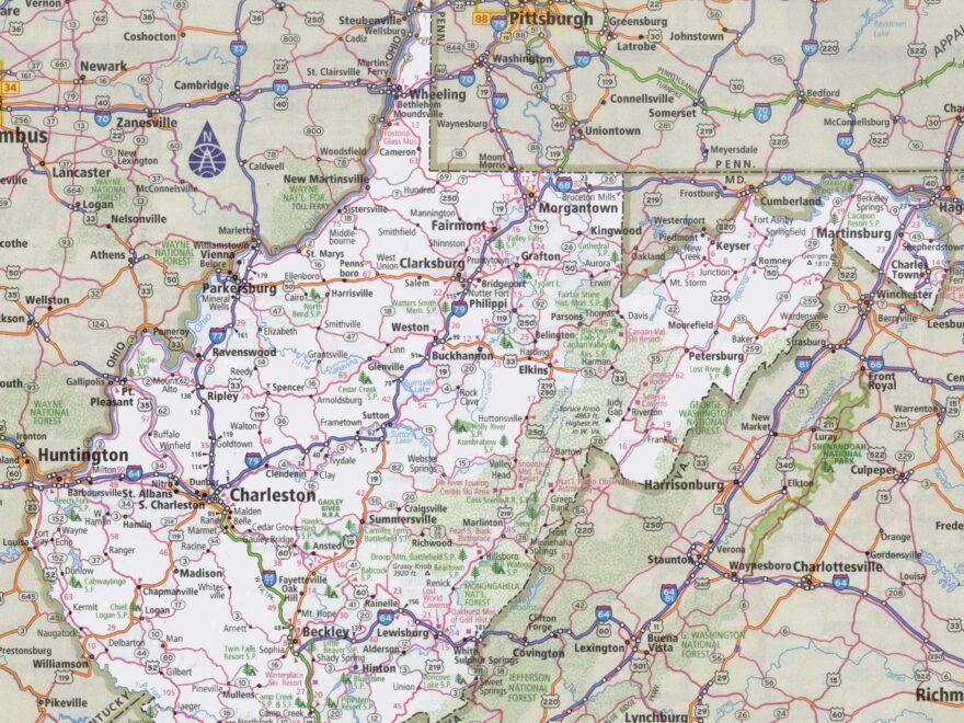 West Virginia Road Map Ontheworldmap