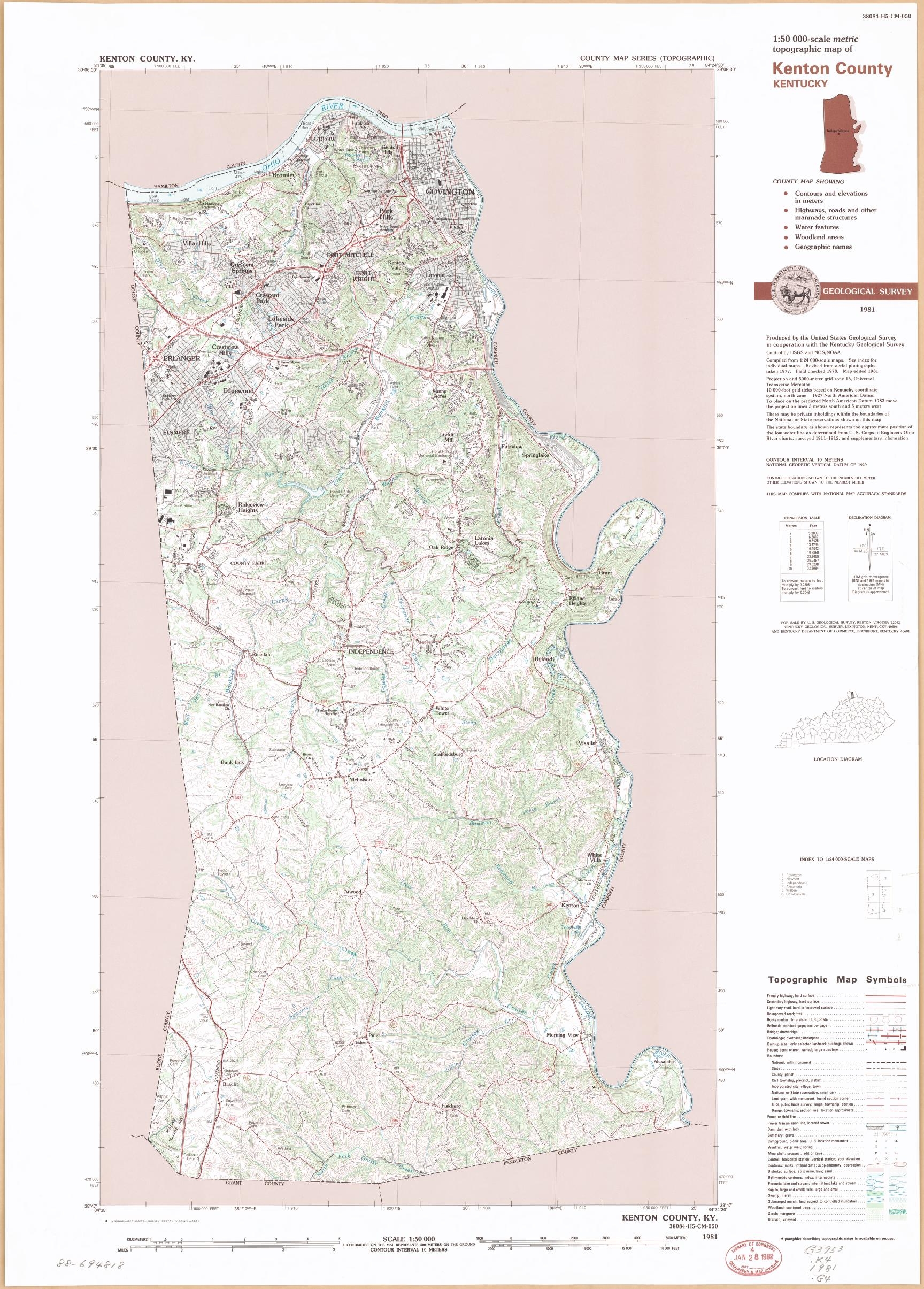 1 50 000 scale Metric Topographic Map Of Kenton County Kentucky Library Of Congress