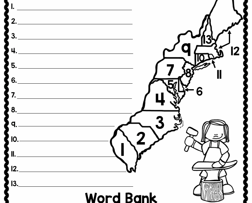 13 Colonies Map Quiz 13 Colonies Map Worksheet Blank 13 Colonies Map 13 Colonies Test Homeschool Made By Teachers