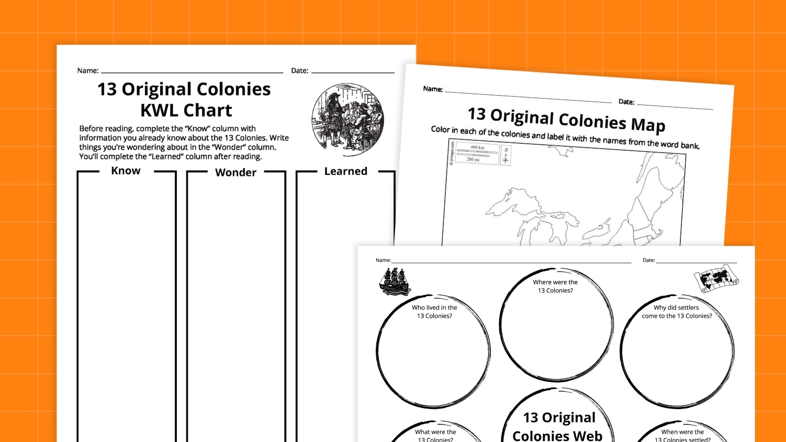 Free Printable 13 Colony Map