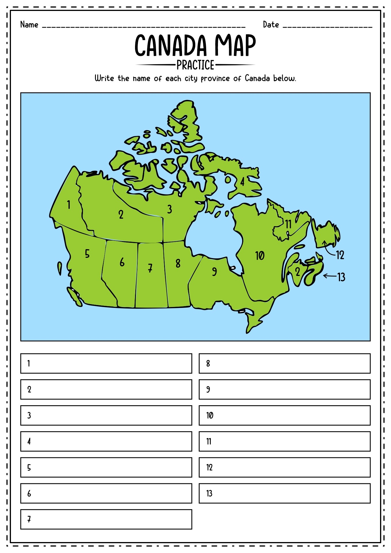 14 Canada Map Worksheet Free PDF At Worksheeto