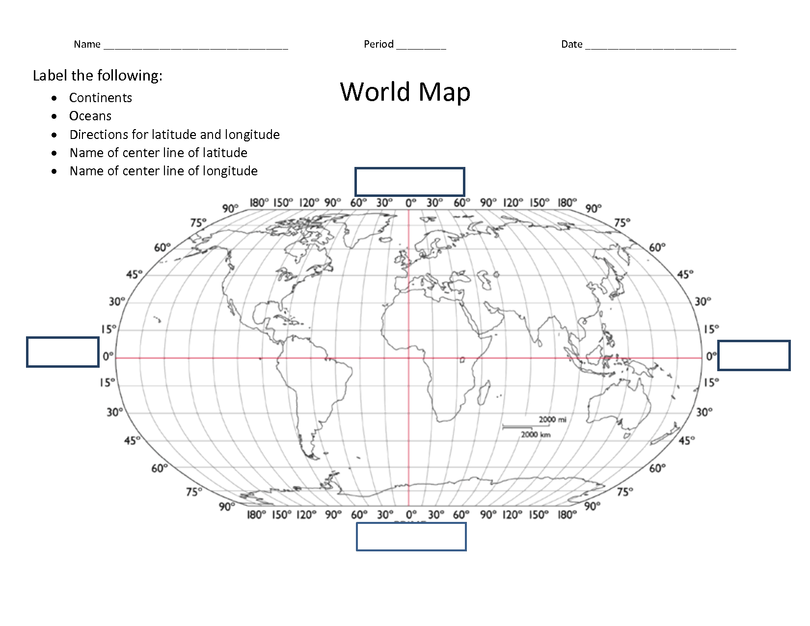 Printable Latitude/Longitude Line Map Printable Latitude/Longitude Line Map