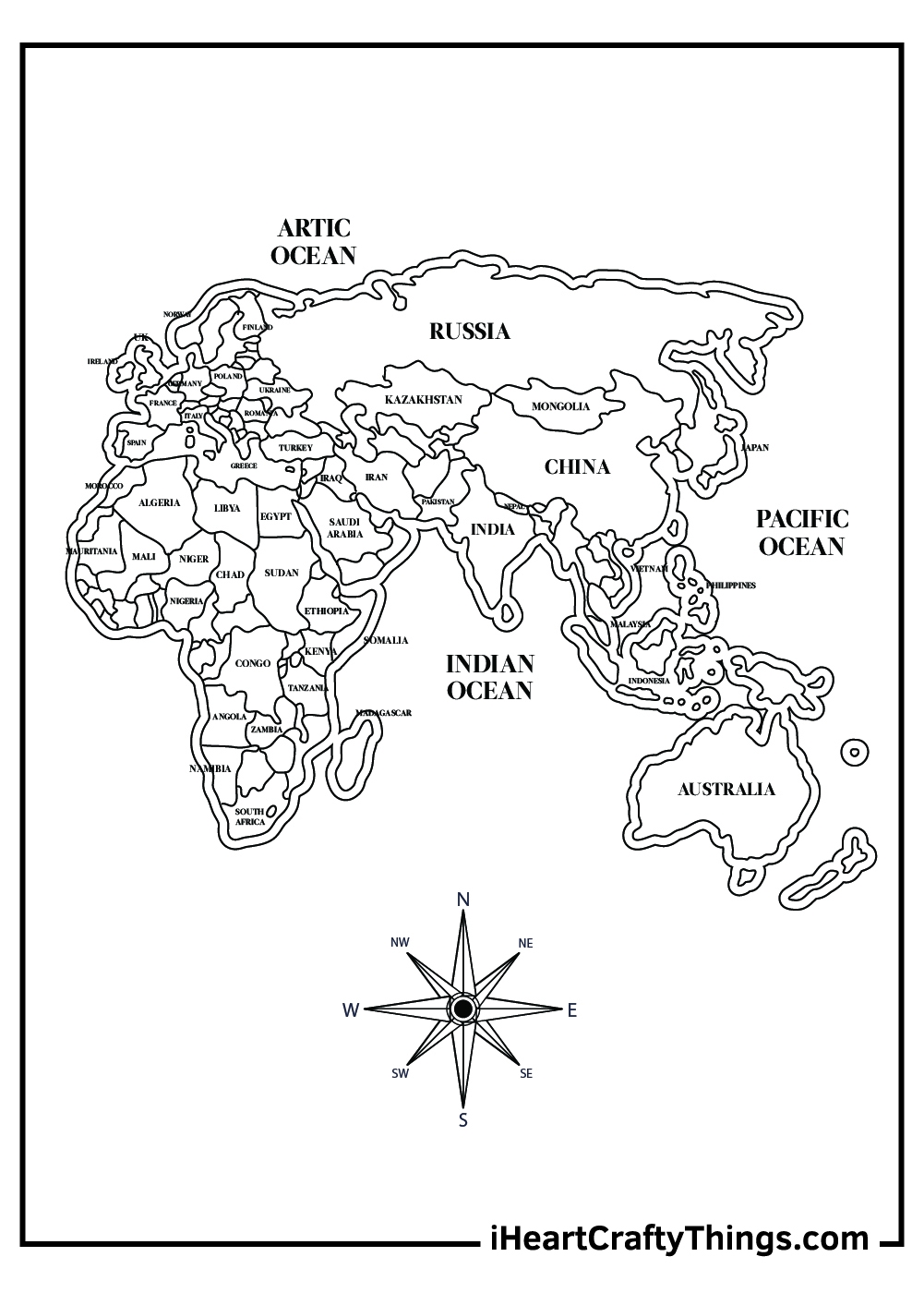 Printable World Map With Countries