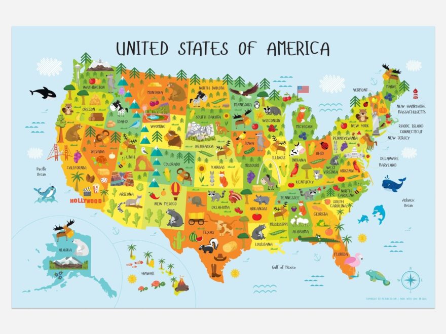 18x24 United States Map Of America With Capitals For Kids Worksheets Library