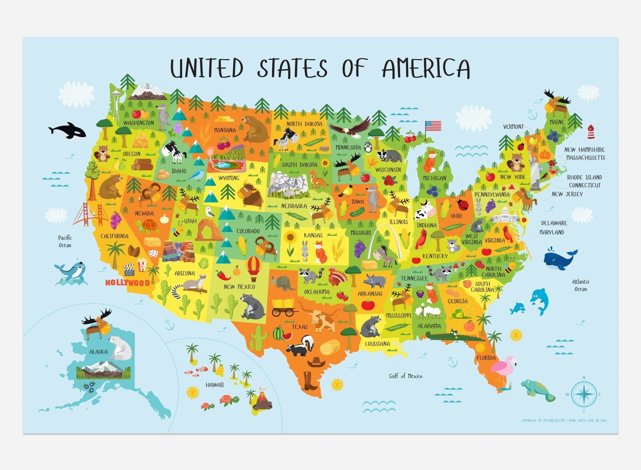 18x24 United States Map Of America With Capitals For Kids Worksheets Library