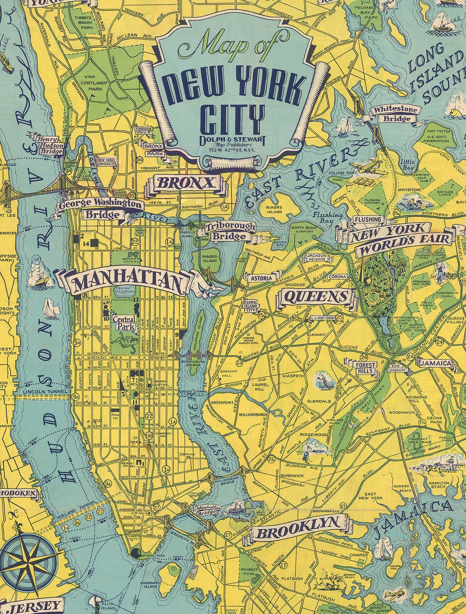 1938 Map Of New York City digital Download New York Printable Poster Pictorial New York Map NYC Streets And Famous Places Digital Map Etsy