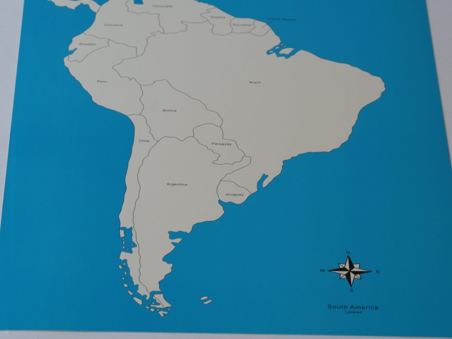 2 Control Maps Of South America labelled unlabelled Montessori Pre School Supplies