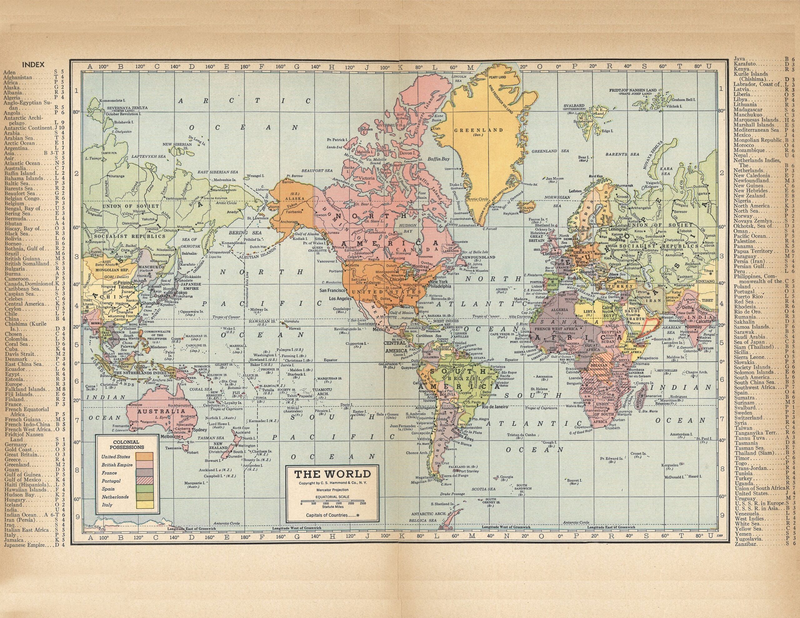 Free Printable Vintage World Map