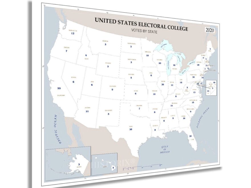 2020 United States Electoral College Votes By State Map Poster Wall Art EBay