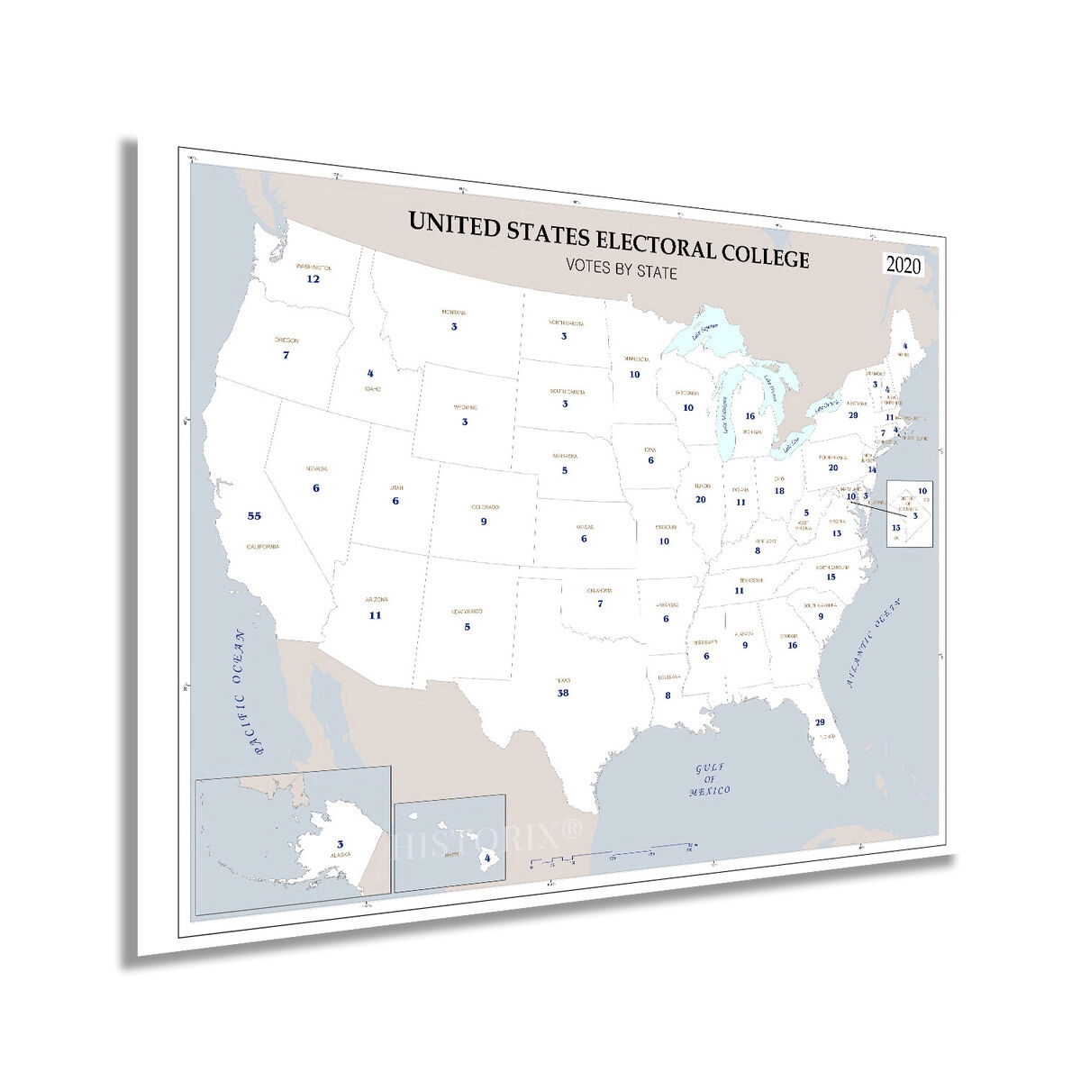 2020 United States Electoral College Votes By State Map Poster Wall Art EBay