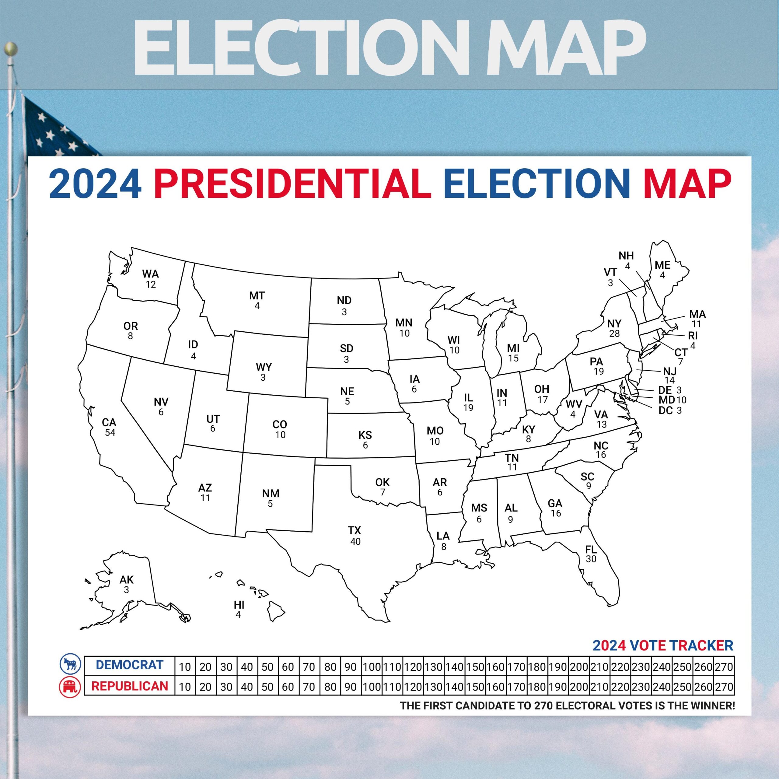 Printable Blank Electoral College Map