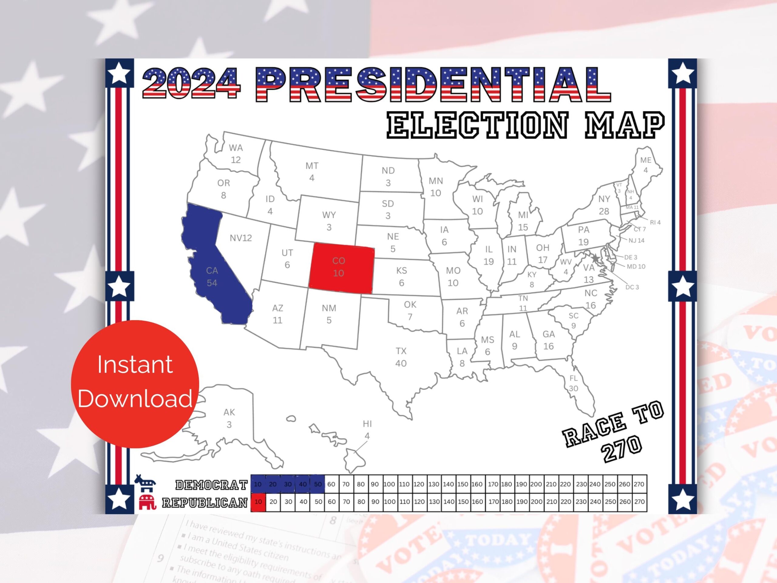 Blank Us Electoral Map 2025 Printable