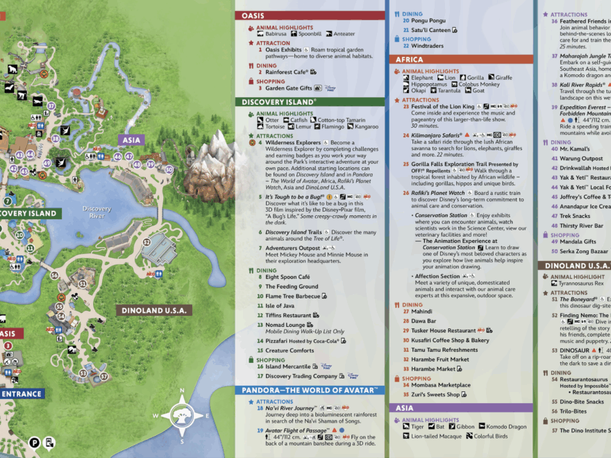 2025 Animal Kingdom Map Walt Disney World WDW Magazine