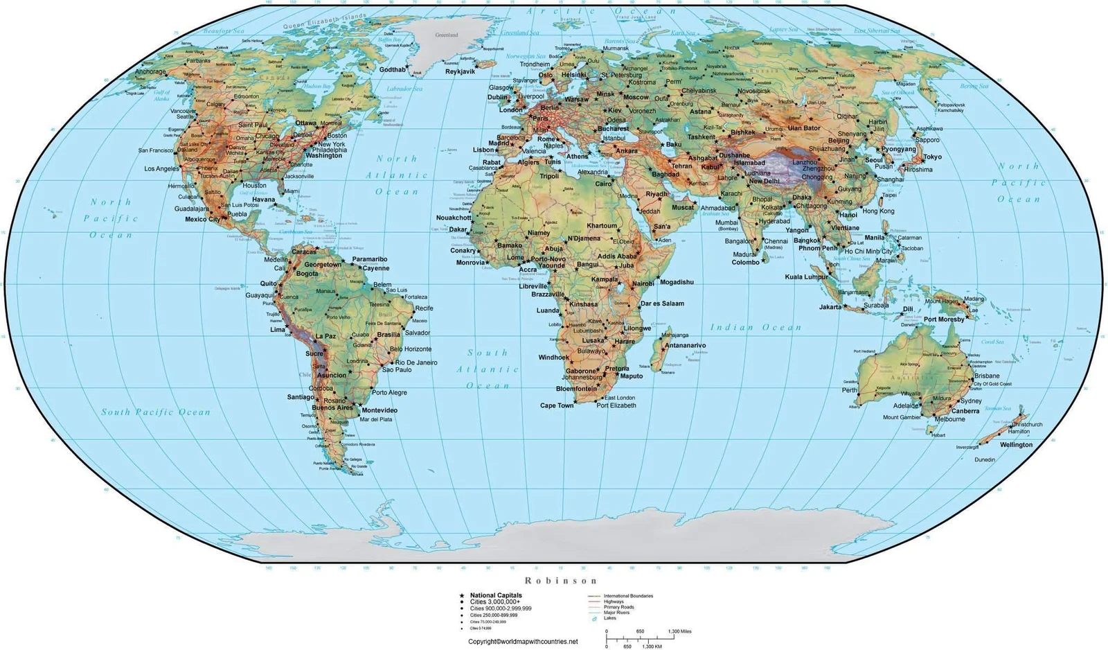 4 Free Large World Map With Coordinates And Countries