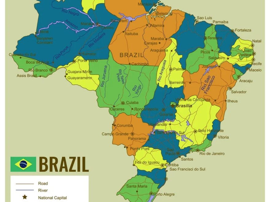 4 Free Printable Labeled And Blank Map Of Brazil Map Outline In PDF