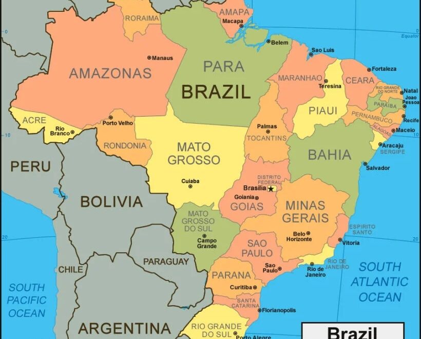 4 Free Printable Labeled And Blank Map Of Brazil Map Outline In PDF