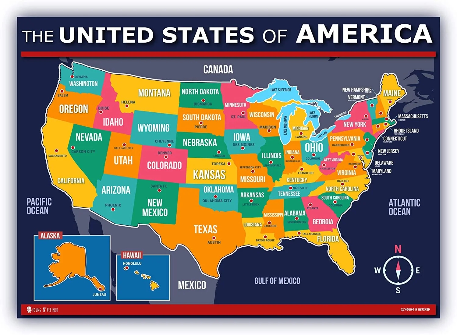 Us Map Of States And Cities Printable