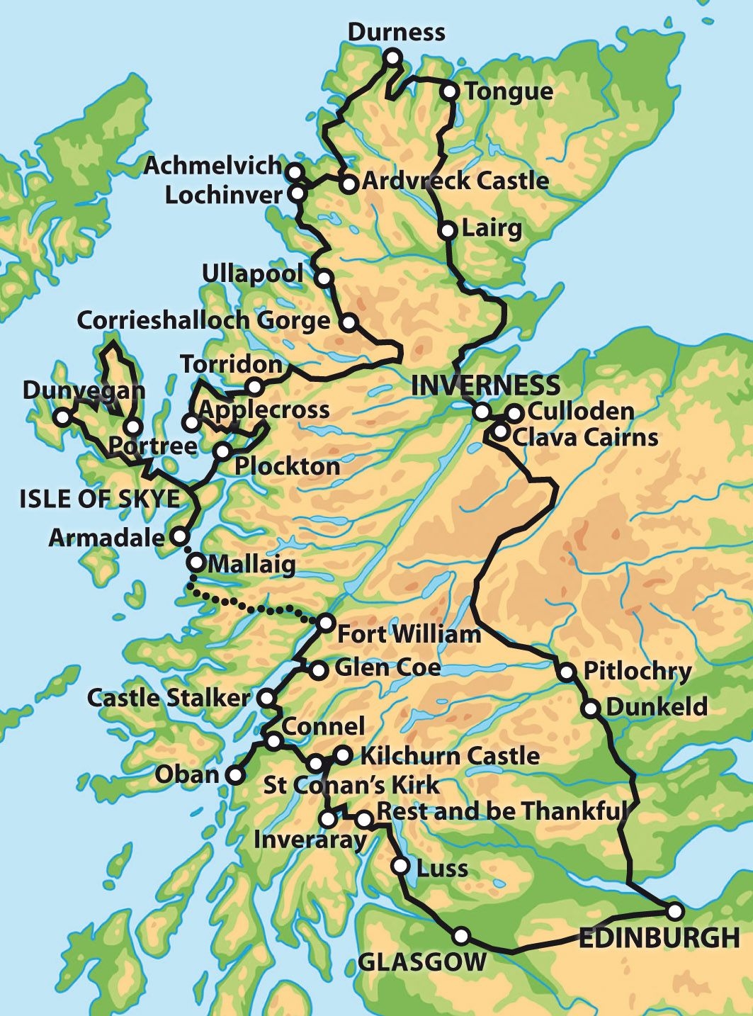 Printable Tourist Map Of Scotland