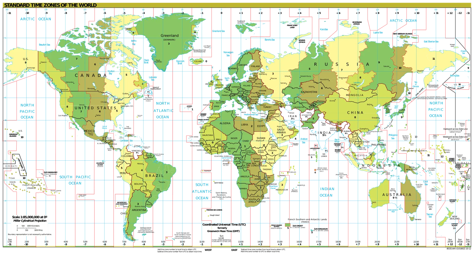 5 Free Printable World Time Zone Map With Countries PDF Download