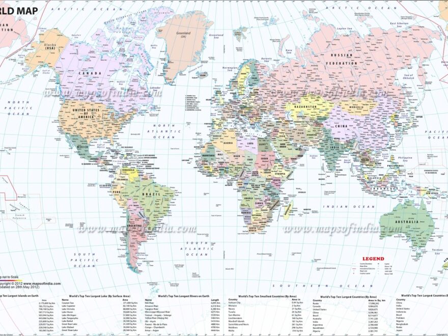 5 Large Printable World Map PDF Free Download