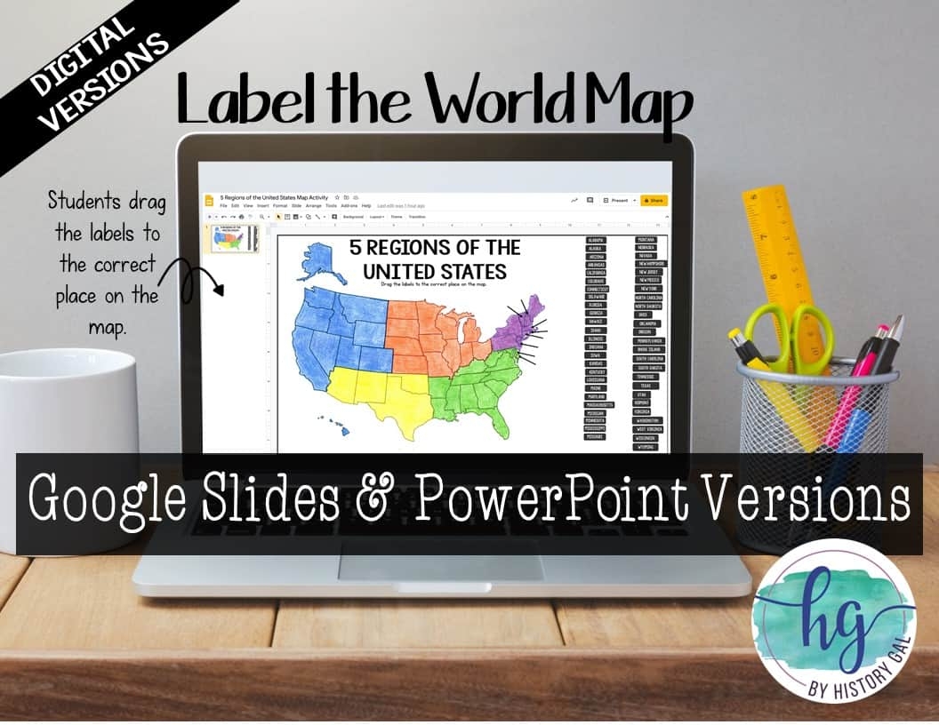 5 Regions Of The United States Map Activity Print And Digital By History Gal
