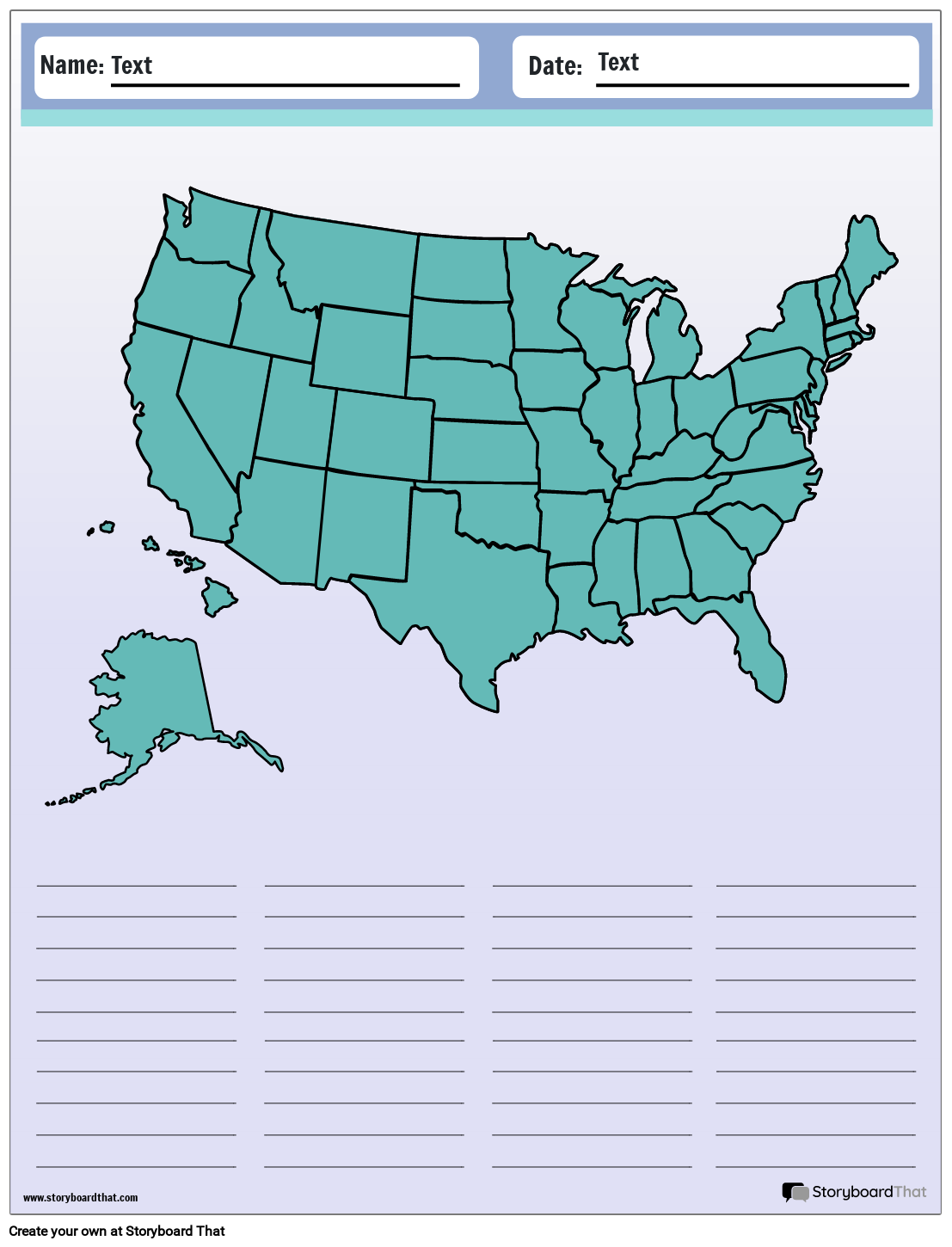 Printable 50 States Blank Map Quiz