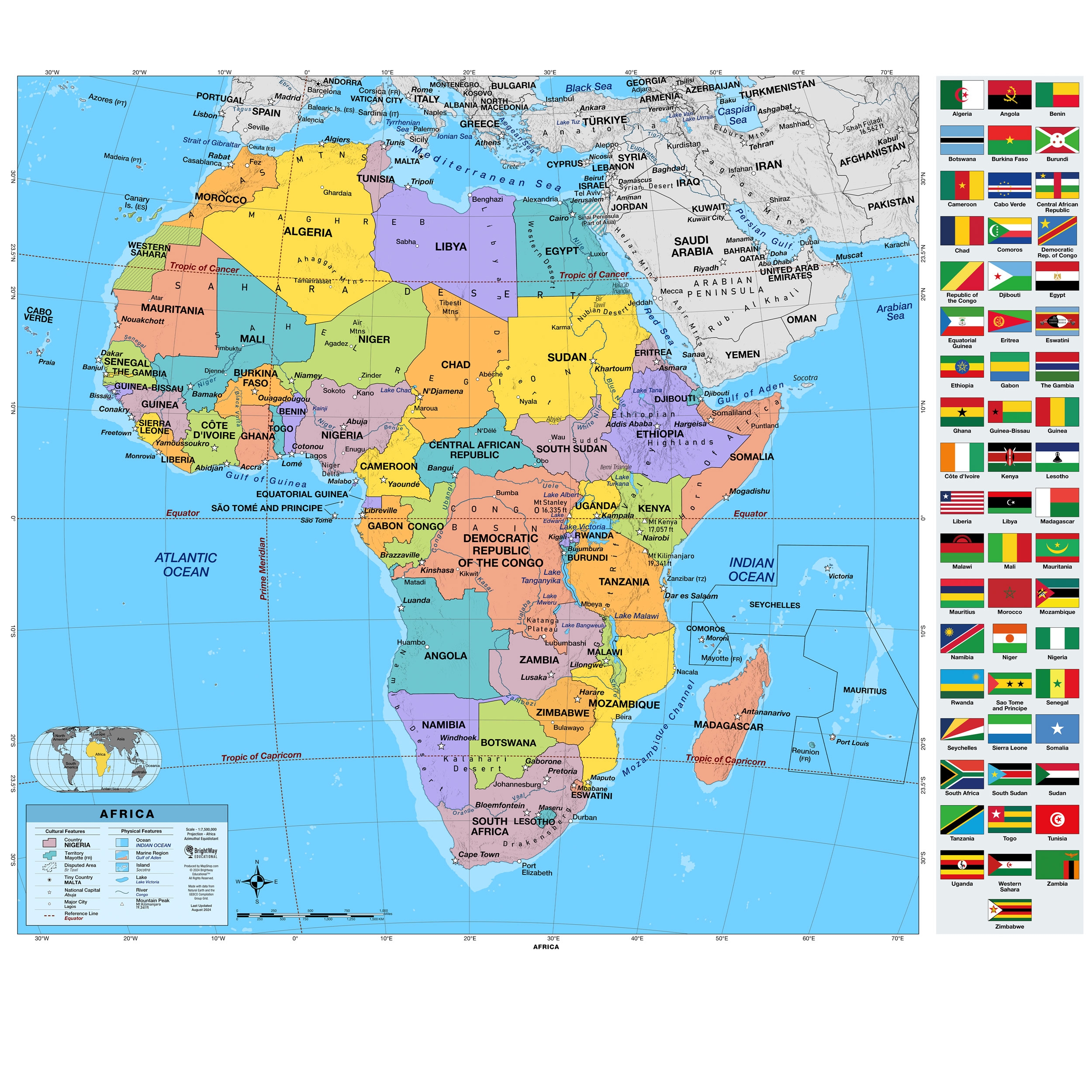 Printable World Map 7 Continents