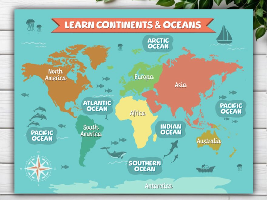 7 Continents Oceans Continents Of The World For Kids Montessori Printable Materials World Map And Oceans Learn Continents learn Oceans Etsy