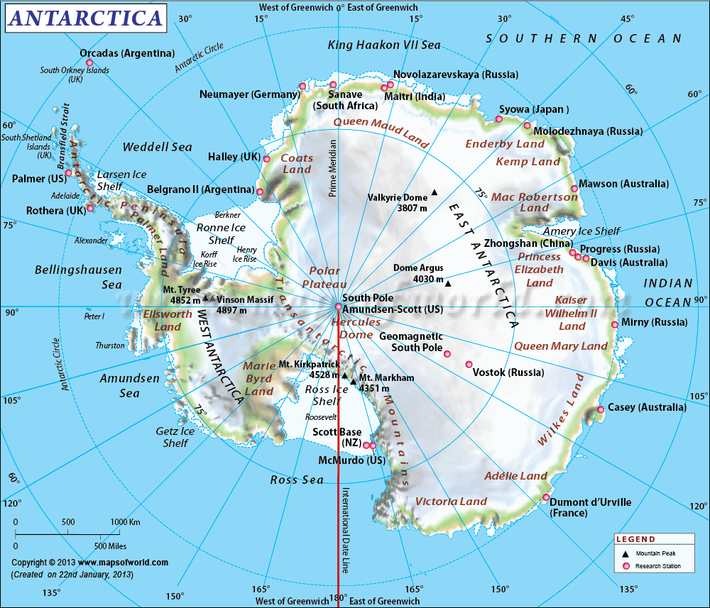 Free Printable Map Of Antarctica