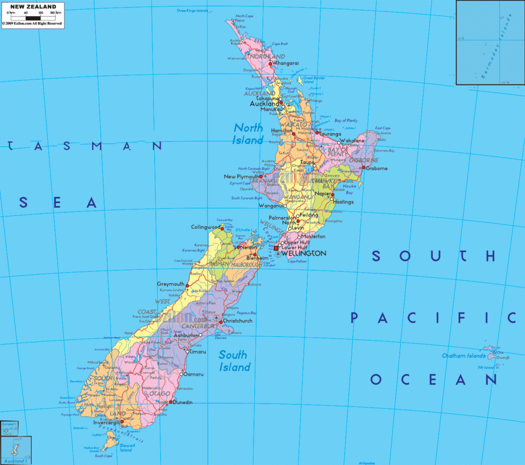 7 Free Printable Map Of New Zealand Outline With North South Island