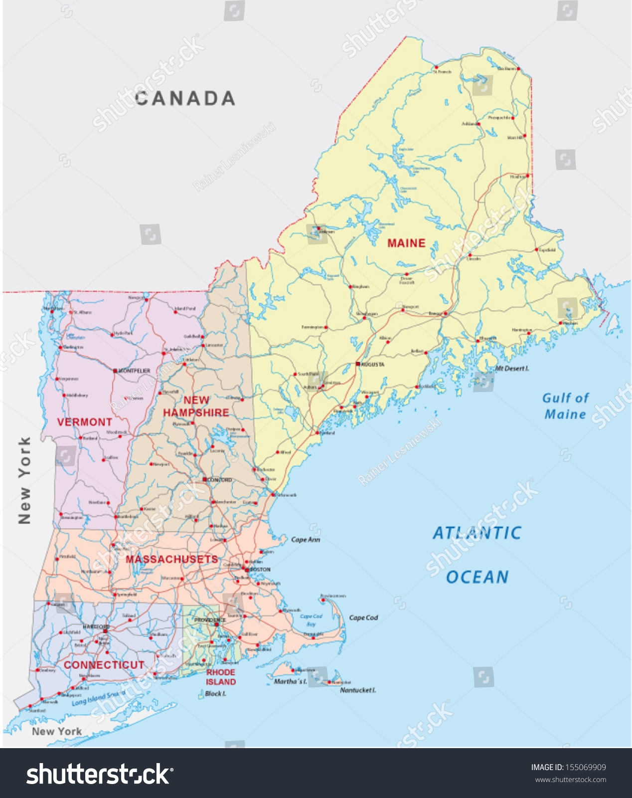 Printable New England Road Map