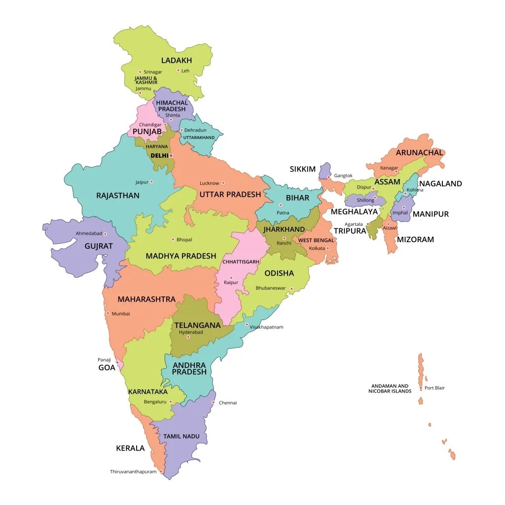 8 Free Printable And Blank India Map With States Cities World Map With Countries