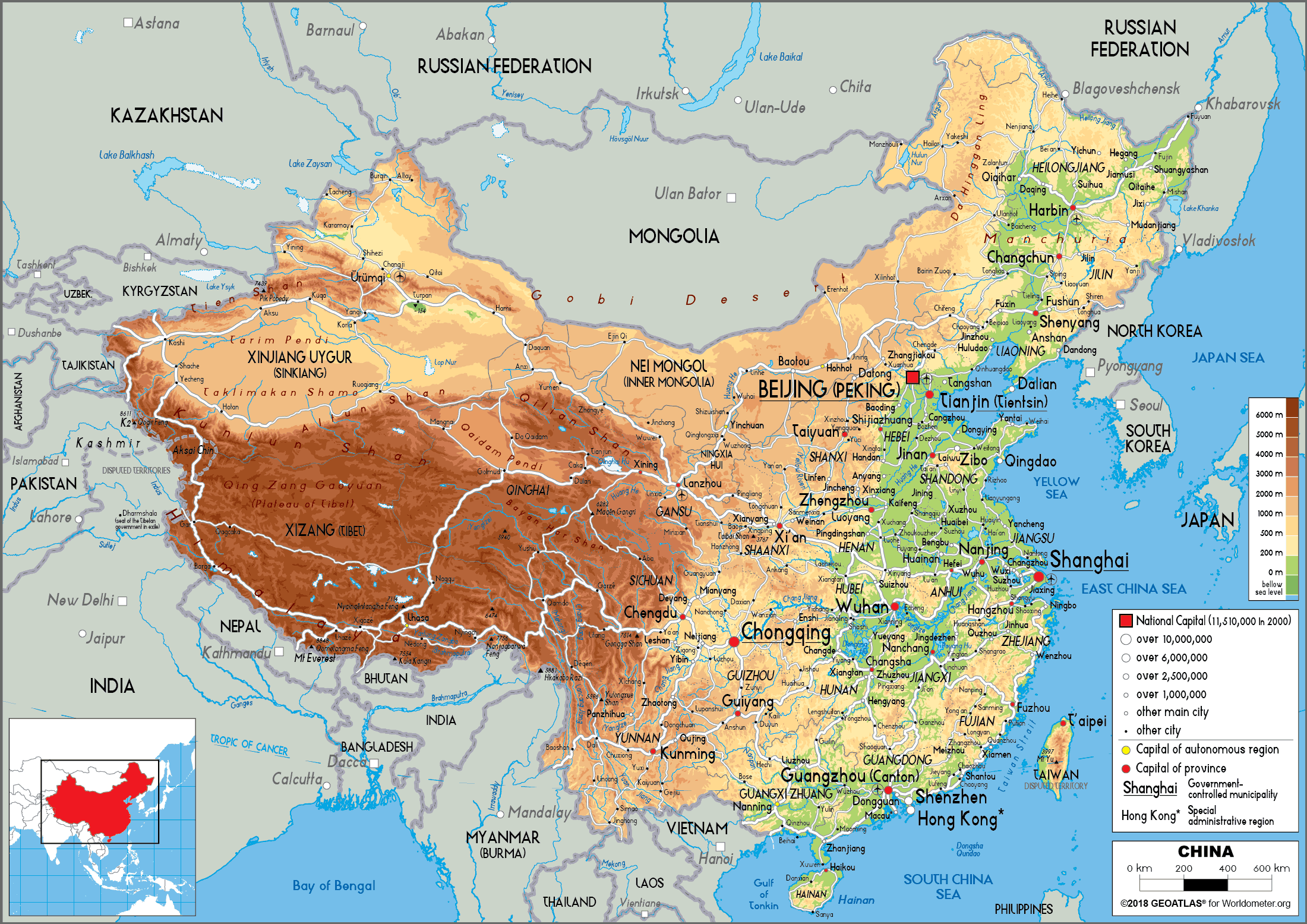 8 Free Printable Physical Map Of China With Cities Outline 