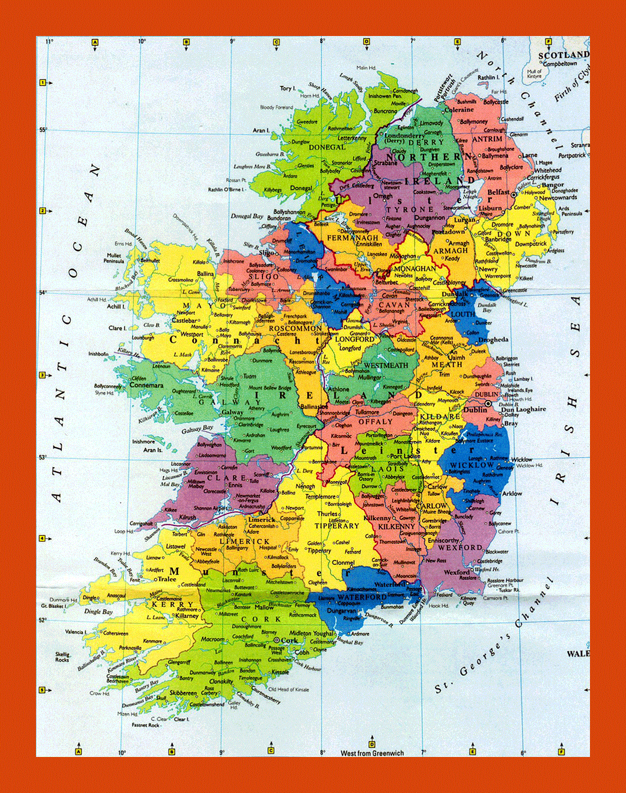 Large Printable Map Of Ireland
