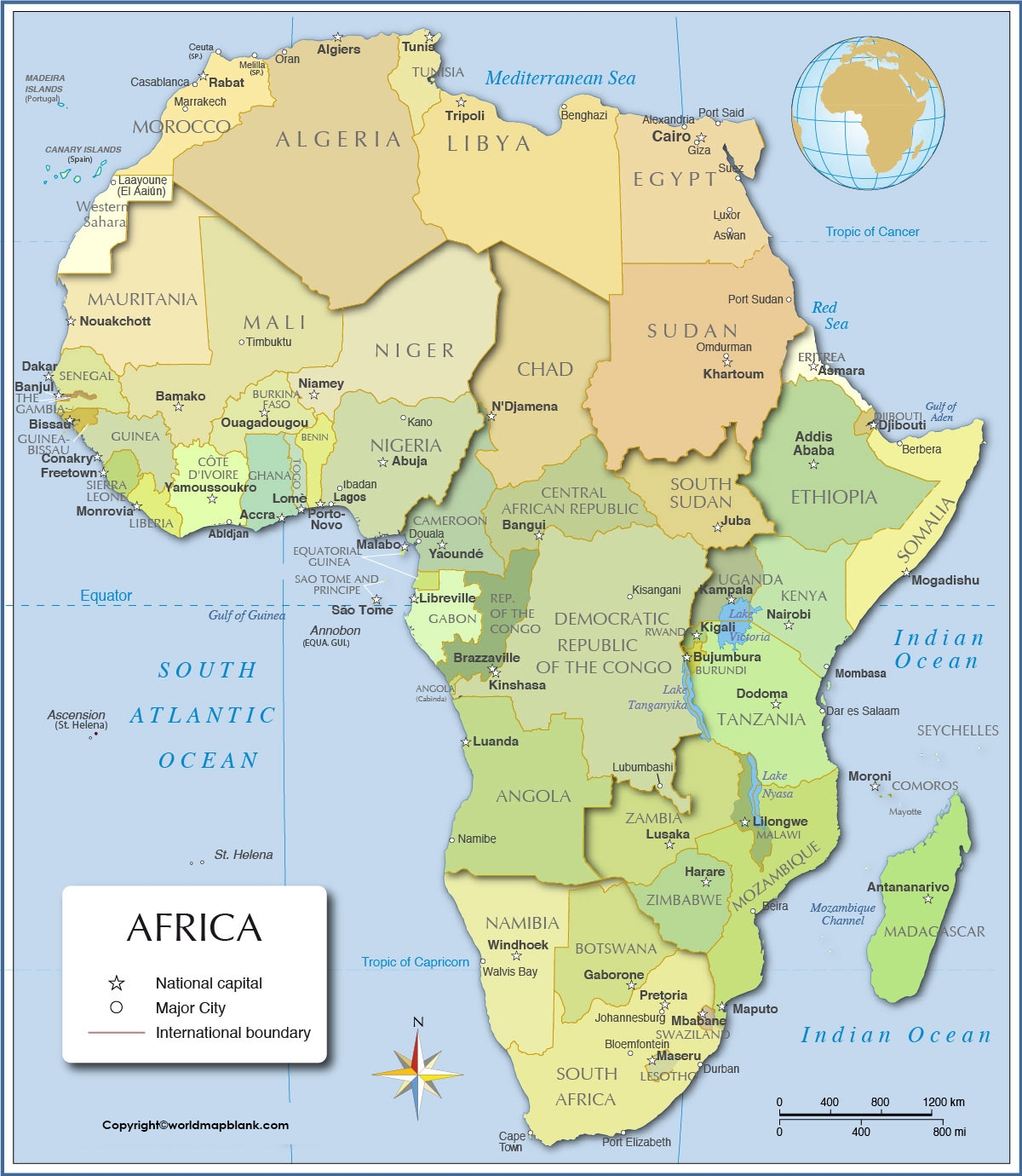 Africa Map With Countries Labeled Map Of Africa PDF 