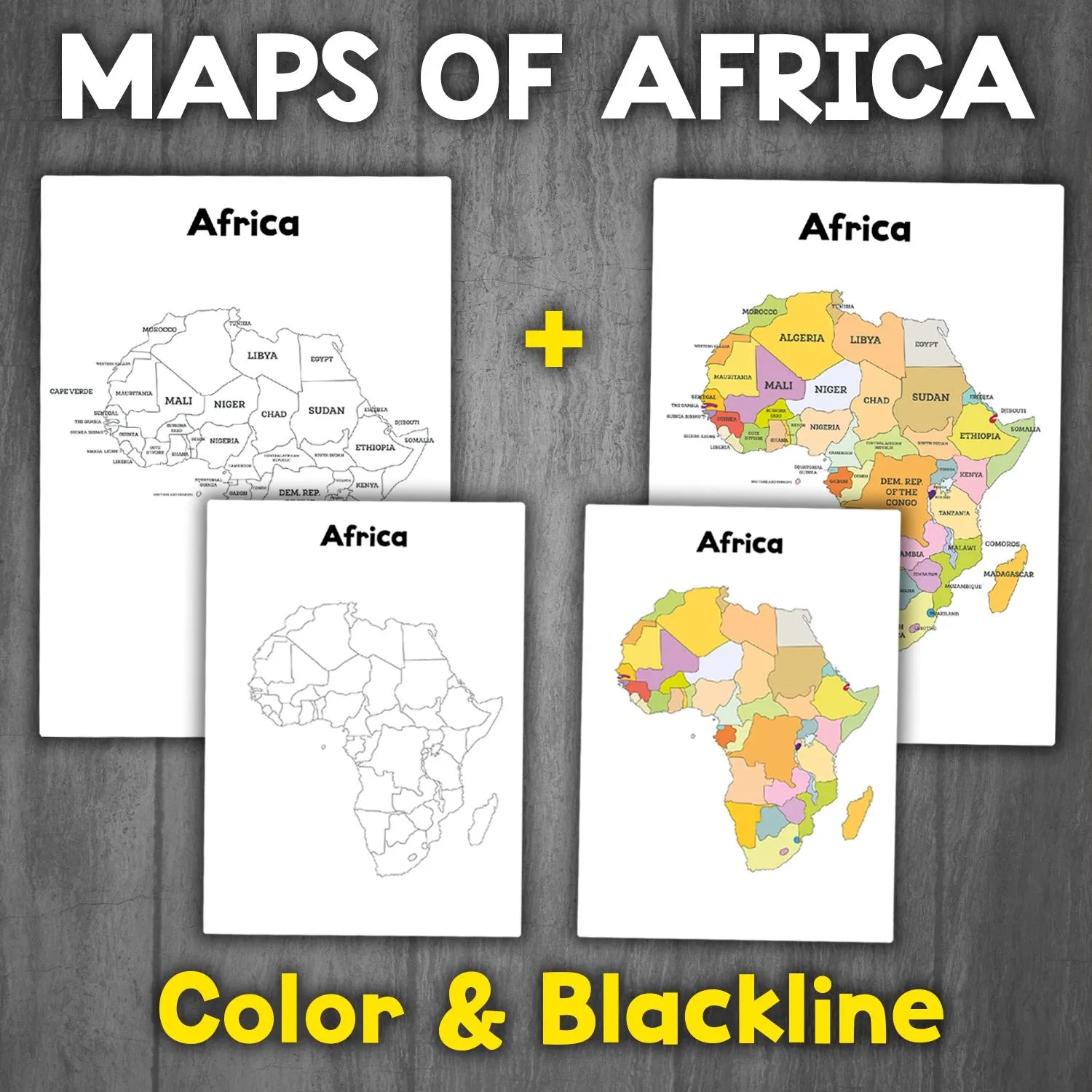 Africa Printable Map Etsy Africa Printable Map Etsy