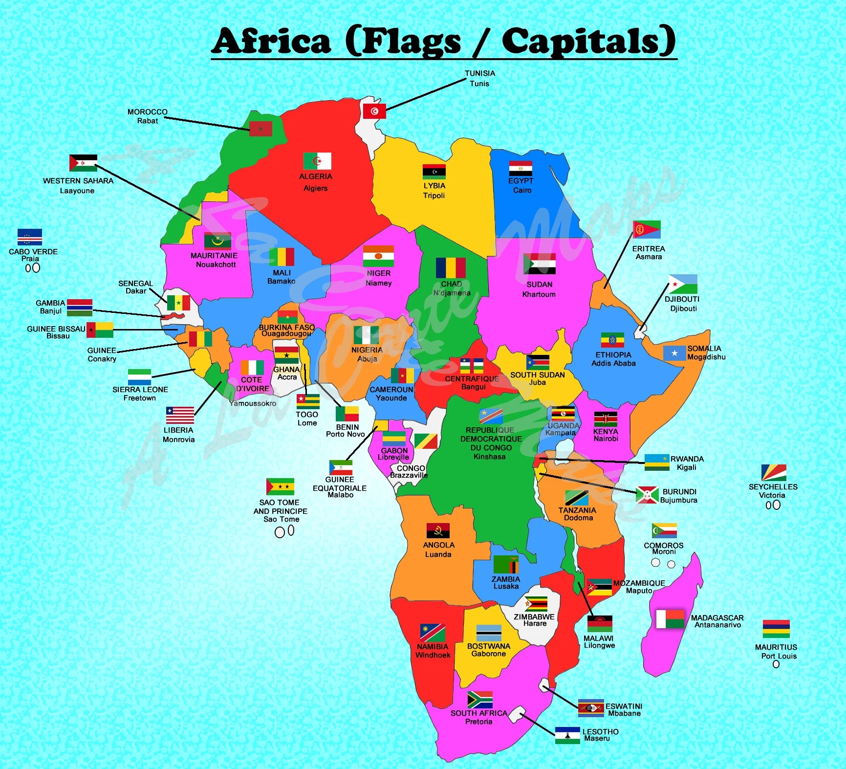 Africa Map With Capitals Printable