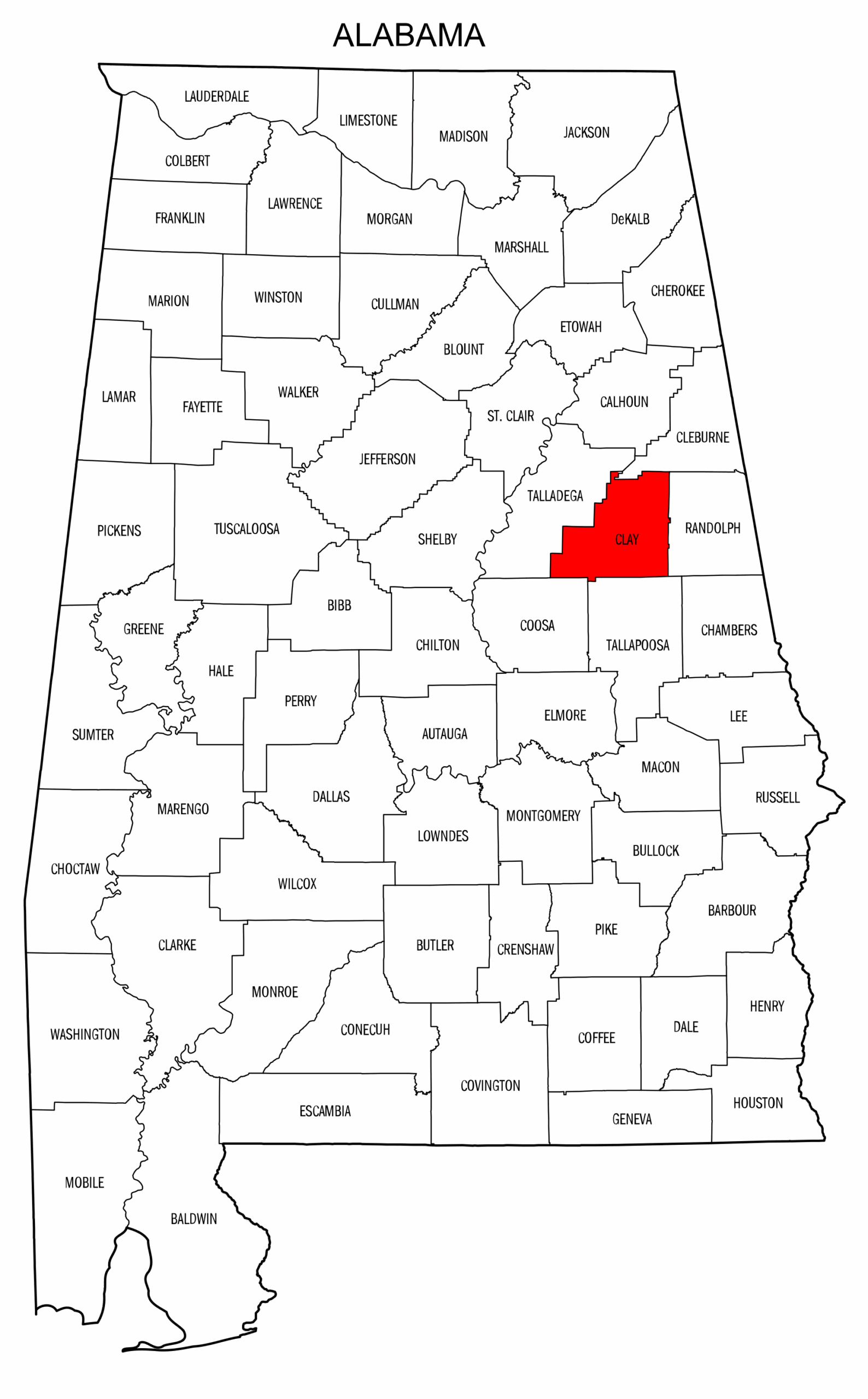Alabama County Map Printable State Map With County Lines Free Printables Monograms Design Tools Patterns DIY Projects