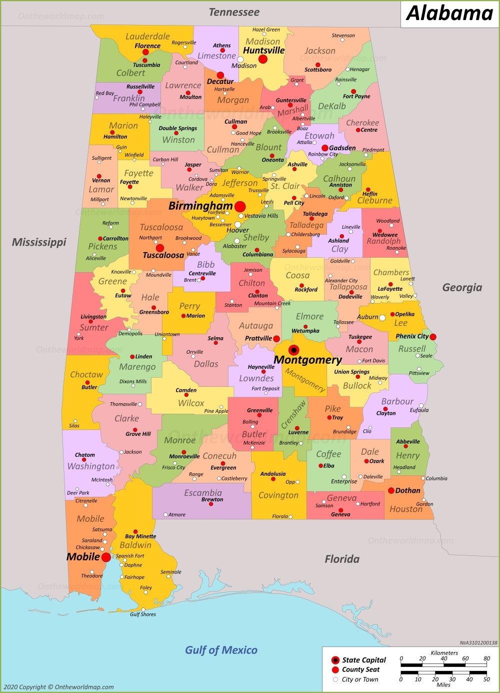 Alabama State Map USA Maps Of Alabama AL 